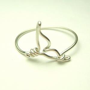 Whale Tail Wire Ring - Handmade Sterling Silver..