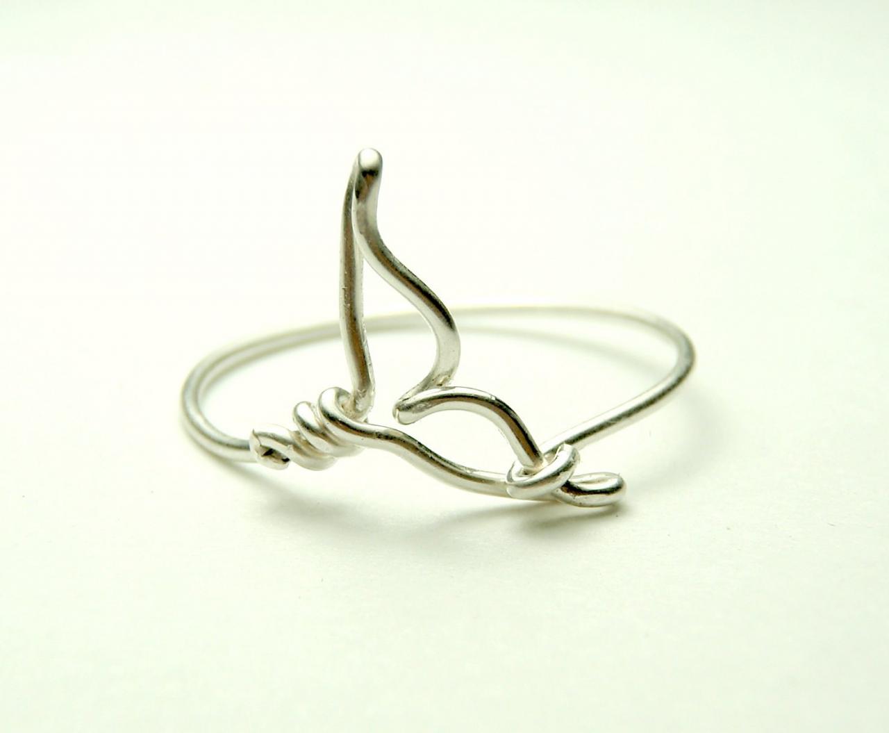 Whale Tail Wire Ring - Handmade Sterling Silver Wire 925 - Sea Whale Tail- Orca Tail Ring